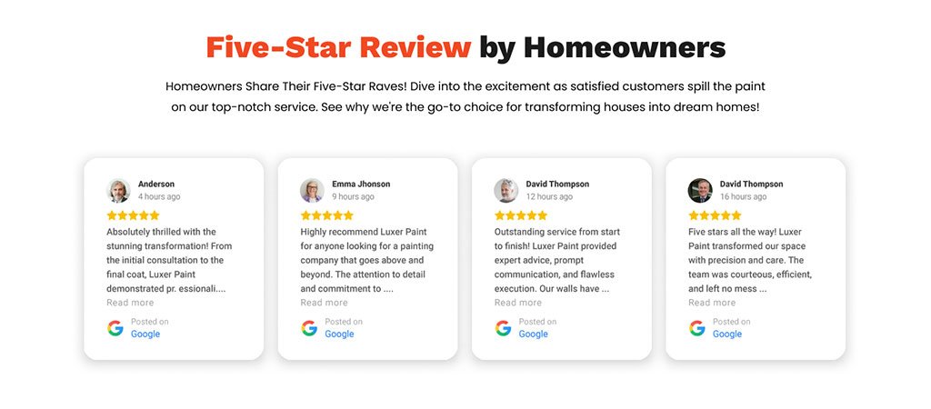 Showing Customer Review of Painting Company