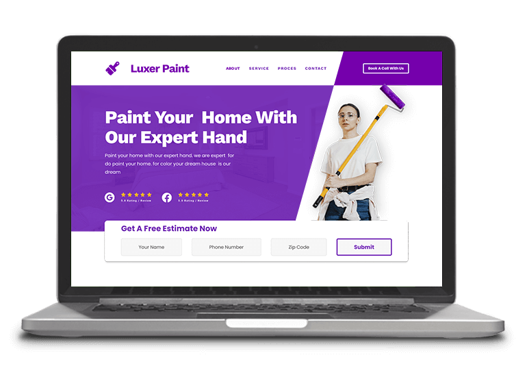 Website Design for Painting Contractors Displayed on a Laptop by Painters Web Maker