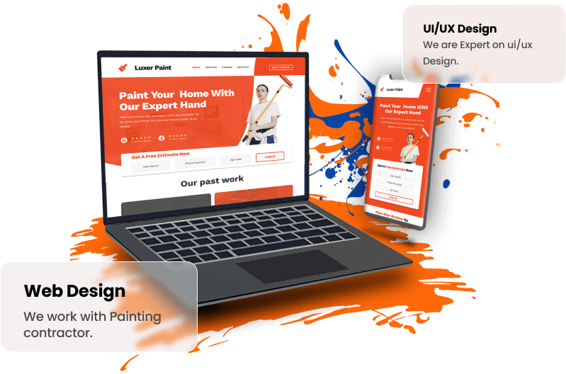 Painting Company Website Design Displayed on Laptop and Mobile Device by Painters Web Maker